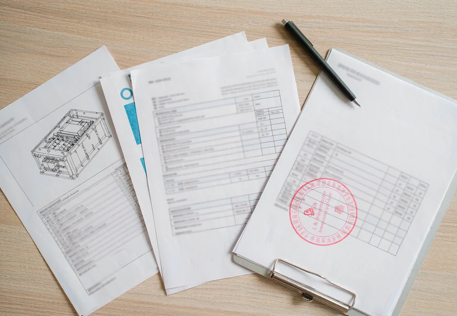 Export document set: invoice, packing list, certificate of origin, test report